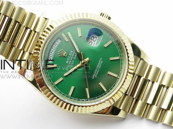 Day-Date 40mm 228239 BP New Dial Version 904 YG  Green Stick Markers Dial on YG President Bracelet A2836 – Bild 2
