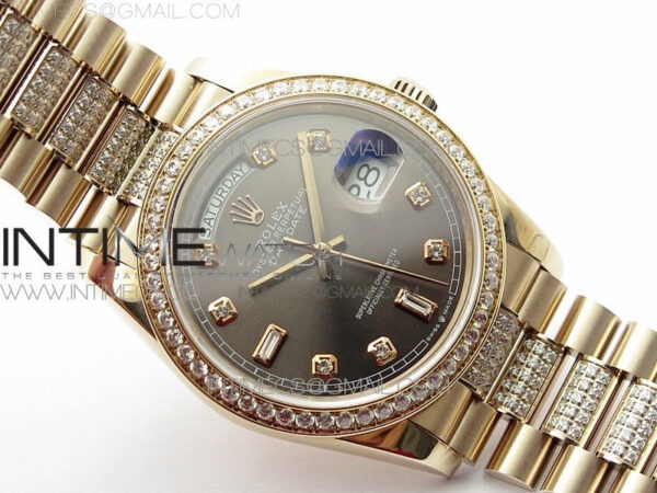 Day-Date 36 128235 RG/Crystal BP Best Edition Gray Crystal Marker Dial on RG President Bracelet A2836 – Bild 2