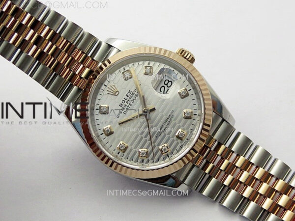 DateJust 36 SS 126231 904L SS/RG VSF 1:1 Best Edition Silver Fluted Dial Diamonds Markers on Jubilee Bracelet VS3235 – Bild 2