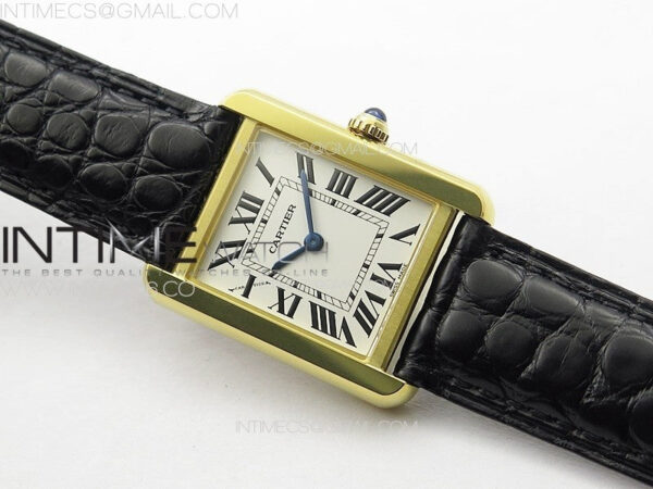 Tank Solo Ladies 25mm YG K11F 1:1 Best Edition White Dial on Black Leather Strap Ronda Quartz – Bild 2