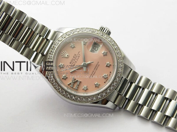Datejust 28mm 279179 SS/Crystals APSF Best Edition Pink Dial Stars Crystals Markers on SS President Bracelet NH05 – Bild 2