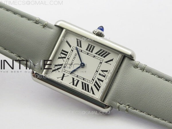 Tank Louis Ladies 25mm SS 8848F 1:1 Best Edition White Dial on GrayLeather Strap Ronda Quartz – Bild 2