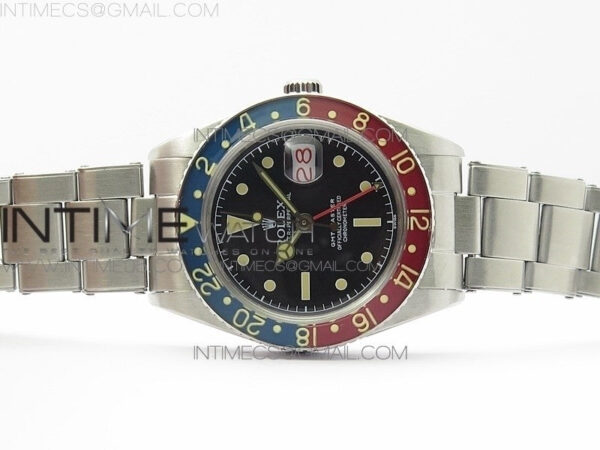 Vintage GMT Master 6542 Blue/Red Bezel B12 Black Dial on SS Bracelet A2836 – Bild 3