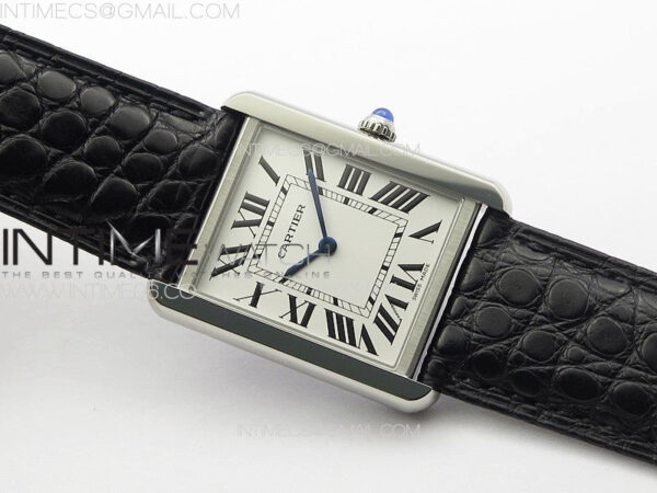 Tank Solo Ladies 28mm SS K11F 1:1 Best Edition White Dial on Black Coroc Leather Strap Ronda Quartz – Bild 3