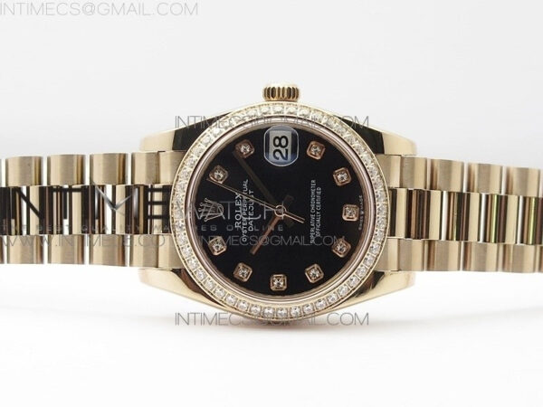 Datejust 31mm 278275 RG Dia Bezel BP Best Edition Black Crystal Markers Dial on RG President Bracelet – Bild 3