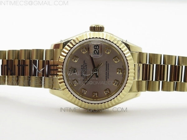 DateJust 28mm YG Diamond Bezel BP Best Edition White Silver Dial on YG Bracelet ETA2671 – Bild 3