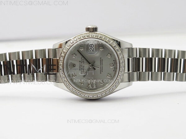 Datejust 28mm 279179 SS/Crystals APSF Best Edition Silver Dial Stars Crystals Markers on SS President Bracelet NH05 – Bild 3