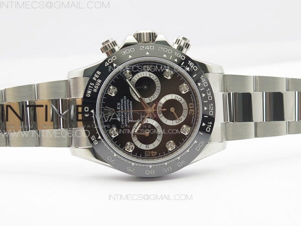 Daytona 116500LN APSF Black Dial Crystals Markers On SS BraceletSlim A7750 – Bild 3