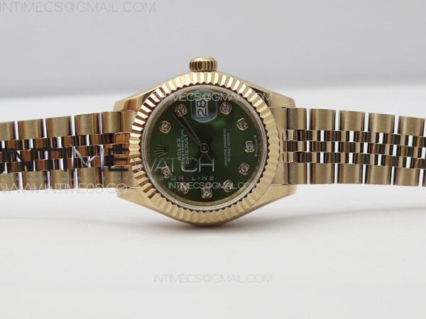 Datejust 28mm 279179 RG APSF Best Edition Green Dial Crystals Markers on SS Jubilee Bracelet NH05 – Bild 3