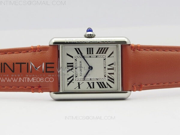 Tank Louis Ladies 25mm SS 8848F 1:1 Best Edition White Dial on Orange Leather Strap Ronda Quartz – Bild 3