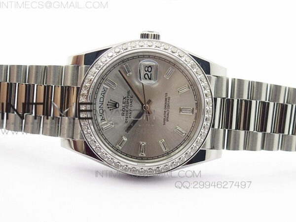 Day-Date 40 SS BP 1:1 Best 228239 Diamond Bezel Gray Dial on SS Bracelet – Bild 3