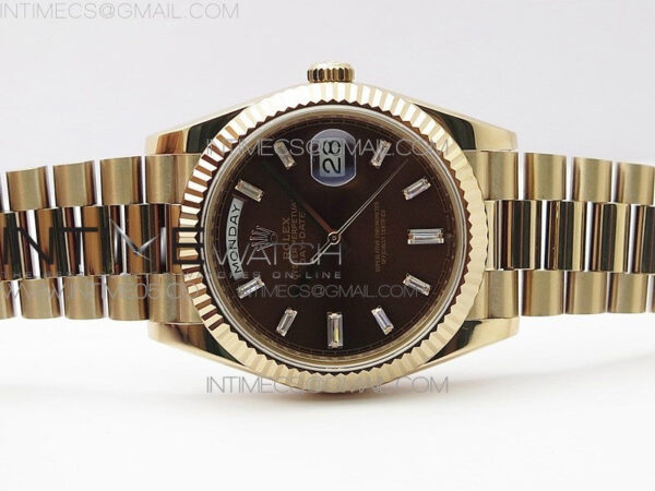 Day-Date 40mm 228239 BP New Dial Version 904 RG Brown T Crystal Markers Dial on RG President Bracelet A2836 – Bild 3