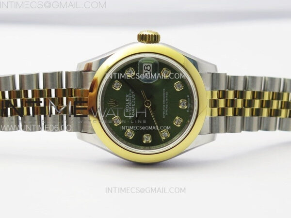 Datejust 28mm 279173 Smooth Bezel SS/YG APSF Best Edition Green Dial Crystals Markers on Jubilee Bracelet NH05 – Bild 3