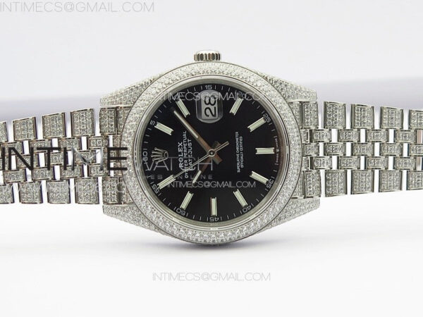 DateJust 41 126334 Full Paved Diamonds BP Best Edition Black Dial Stick Markers on Jubilee Bracelet A2824 – Bild 3