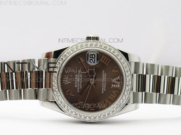 Datejust 31mm 278275 SS Crystals bezel BP Best Edition Gray Roman Markers Dial(@6 Crystal marker) on SS President Bracelet – Bild 3