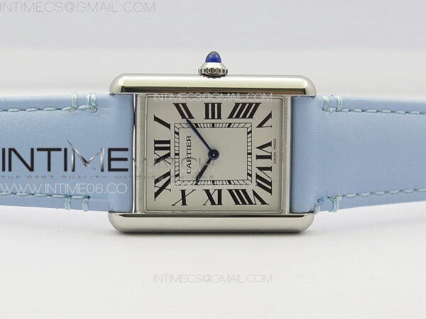 Tank Louis Ladies 25mm SS 8848F 1:1 Best Edition White Dial on Blue Leather Strap Ronda Quartz – Bild 3