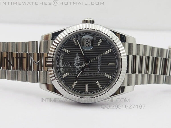 DayDate 40mm BP Best 228239 SS Gray Stripe Stick Dial on SS Bracelet – Bild 3