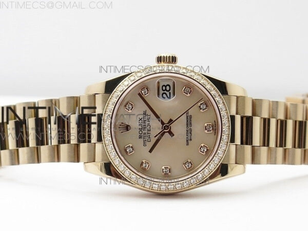 Datejust 31mm 278275 RG Dia Bezel BP Best Edition White MOP Crystal Markers Dial on RG President Bracelet – Bild 4