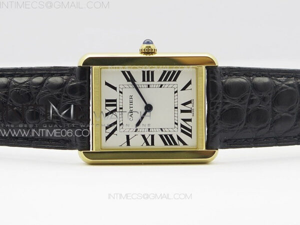 Tank Solo Ladies 28mm YG K11F 1:1 Best Edition White Dial on Black Coroc Leather Strap Ronda Quartz – Bild 3