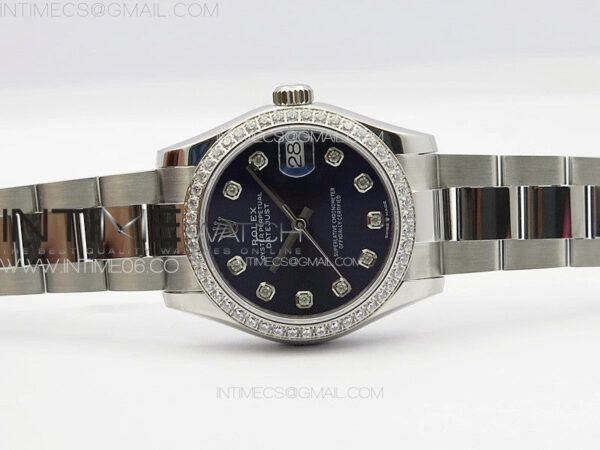 DateJust 31mm 178271 SS Crystal Bezel APSF Best Edition Blue Dial Crystal Markers on Oyster Bracelet A2824 – Bild 3