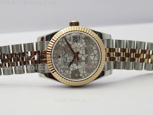 DateJust 31mm 278274 904L SS/RG GMF Best Edition Silver Flowers Crystals Dial on 904L SS/RG Jubilee Bracelet A2824 – Bild 4