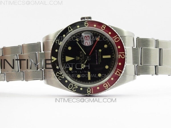 Vintage GMT Master 6542 Black/Red Bezel B12 Black Dial on SS Bracelet A2836 – Bild 3