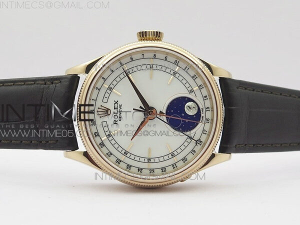 Cellini 50535 Moonphase RG GMF Best Edition White Dial on Brown Leather Strap A3195 – Bild 3