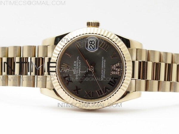 Datejust 31mm 278275 RG BP Best Edition Gray Roman Markers Dial @6 Dia on RG President Bracelet – Bild 3