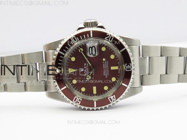 Vintage Submariner 1680 SS JKF Best Edition Tropical Red Dial on SS Bracelet A2836 – Bild 3