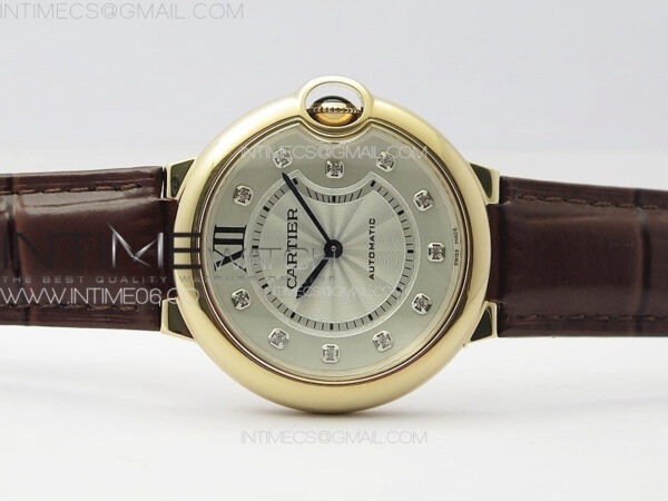 Ballon Bleu 36mm RG K3F 1:1 Best Edition White Textured Dia Markers Dial On Black Leather Strap A076 – Bild 3