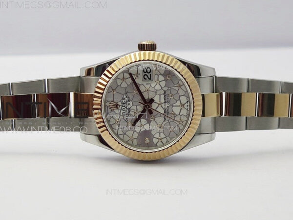 DateJust 31mm 278274 904L SS/RG GMF Best Edition Silver Flowers Crystals Dial on 904L SS/RG Oyster Bracelet A2824 – Bild 5