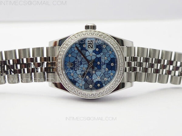 DateJust 31mm 278274 904L SS/Crystals Bezel GMF Best Edition Blue Flowers Crystals Dial on 904L Jubilee Bracelet A2824 – Bild 2