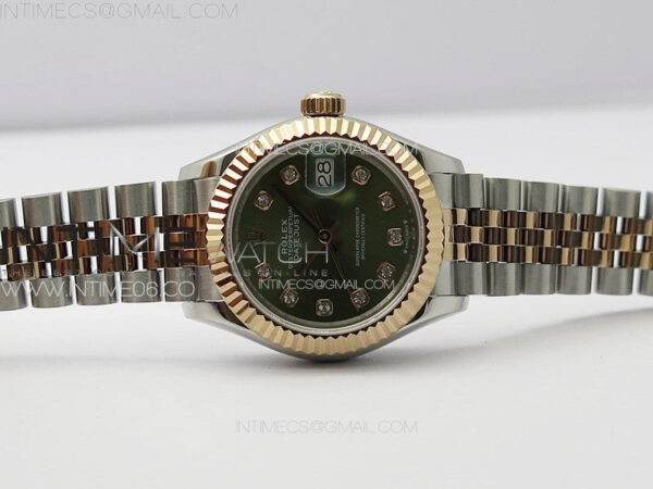 Datejust 28mm 279179 SS/RG APSF Best Edition Green Dial Crystals Markers on SS/RG Jubilee Bracelet NH05 – Bild 3