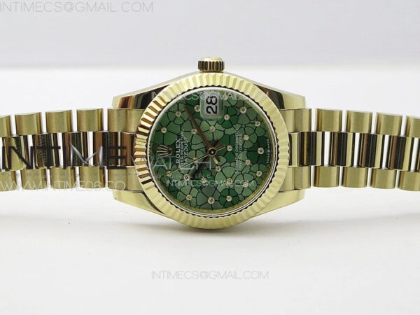 DateJust 31mm 278274 YG GMF Best Edition Green Flowers Crystals Dial on YG President Bracelet A2824 – Bild 3