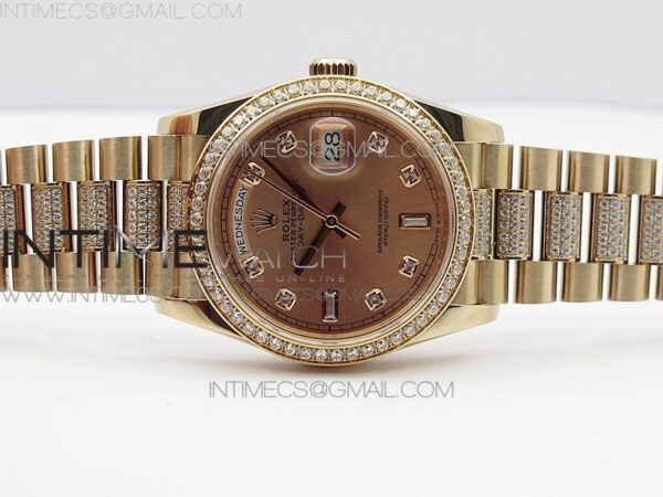 Day-Date 36 128235 RG/Crystal BP Best Edition RG Crystal Marker Dial on RG President Bracelet A2836 – Bild 3