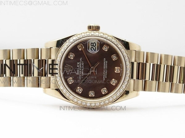 Datejust 31mm 278275 RG BP Best Edition Dia Bezel Brown Roman Crystal Markers Dial on RG President Bracelet – Bild 3