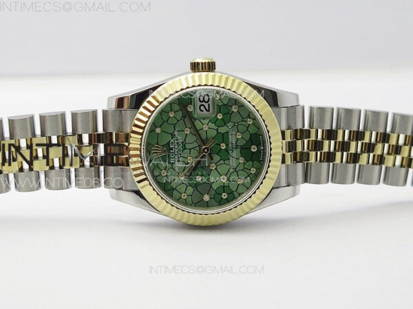 DateJust 31mm 278274 904L SS/YG GMF Best Edition Green Flowers Crystals Dial on 904L SS/YG Jubilee Bracelet A2824 – Bild 3