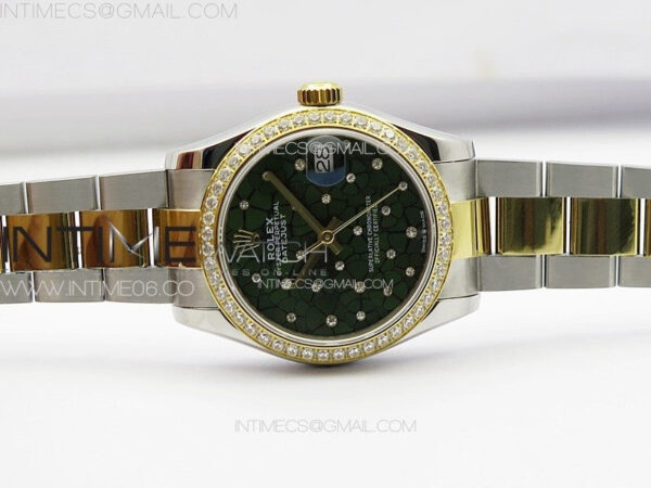 DateJust 31mm 72610 Crystals Bezel SS/YG APSF Best Edition Blue Flowers Crystals Dial on Oyster Bracelet A2824 – Bild 3