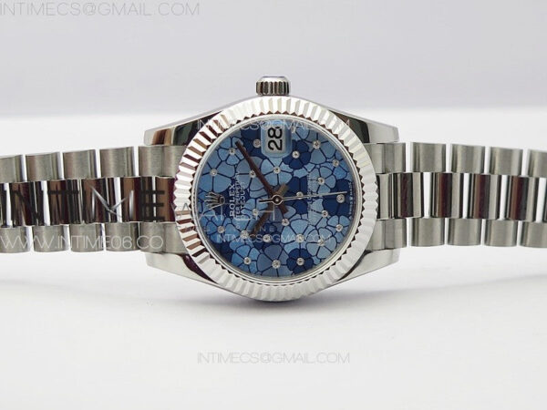 DateJust 31mm 278274 904L SS GMF Best Edition Blue Flowers Crystals Dial on 904L President Bracelet A2824 – Bild 3