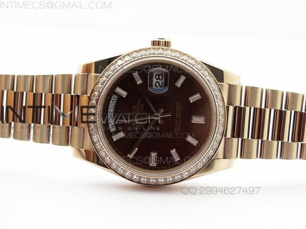 Day-Date 40 RG BP 1:1 Best 228239 Brown Diamond Sticks Dial Bezel on SS Bracelet – Bild 3