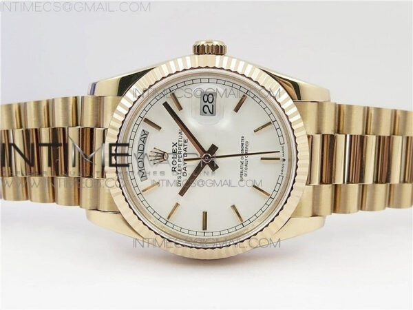Day-Date 36 128239 RG BP Best Edition White Sticks Markers Dial on RG President Bracelet – Bild 3