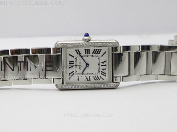 Tank Louis Ladies 25mm SS/Dia Bezel 8848F 1:1 Best Edition White Dial on SS Bracelet Ronda Quartz(Free leather strap) – Bild 3