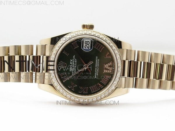 Datejust 31mm 278275 RG Dia Bezel BP Best Edition Green Roman Markers Dial @6 Dia on RG President Bracelet – Bild 2