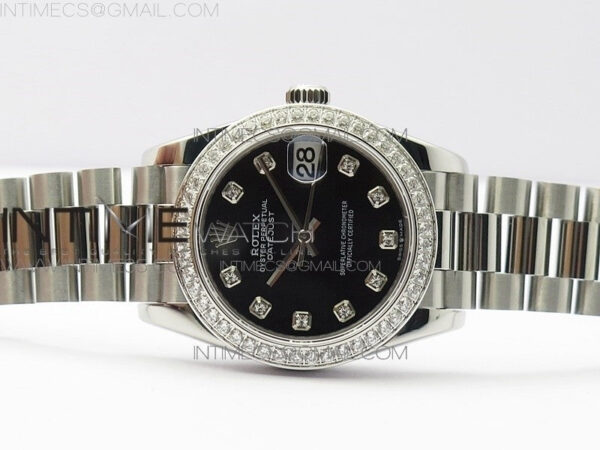 Datejust 31mm 278275 SS Crystal bezel BP Best Edition Black Dial(@6 Crystal Marker) on RG President Bracelet – Bild 3