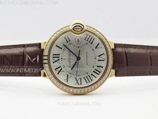 Ballon White 42mm Double Diamonds Bezel RG K3F 1:1 Best Edition White Texture Dial on Black Leather Strap A2824 – Bild 3