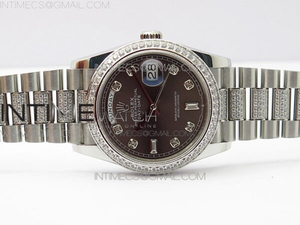 Day-Date 36 128239 SS/Crystal BP Best Edition Gray Crystal Markers Dial on SS President Bracelet A2836 – Bild 3