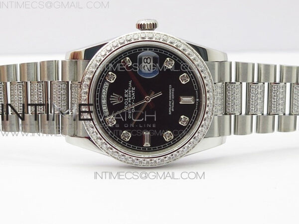 Day-Date 36 128239 SS/Crystal BP Best Edition Black Crystal Markers Dial on SS President Bracelet A2836 – Bild 3