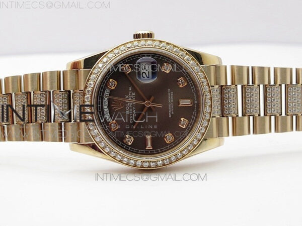 Day-Date 36 128235 RG/Crystal BP Best Edition Gray Crystal Marker Dial on RG President Bracelet A2836 – Bild 3