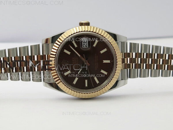 DateJust 41 126331 904L SS/RG GMF 1:1 Best Edition Rrown Dial Sticks Markers On Jubilee Bracelet VR3235 – Bild 2