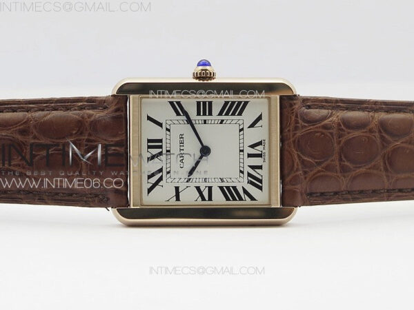 Tank Solo Ladies 28mm RG K11F 1:1 Best Edition White Dial on Brown Croco Leather Strap Ronda Quartz – Bild 2